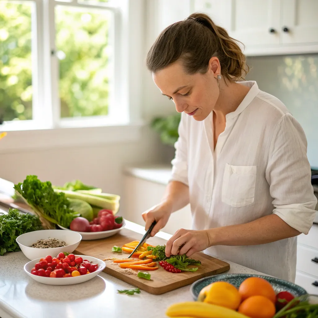 Emily Robson preparing a raw dish